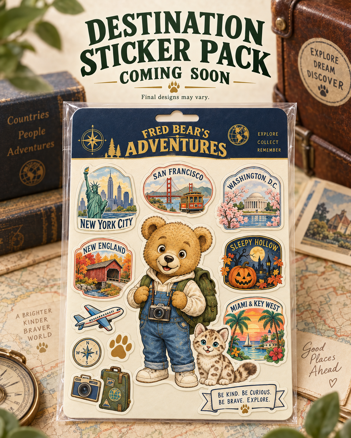 Fred Bear Destination Sticker Pack